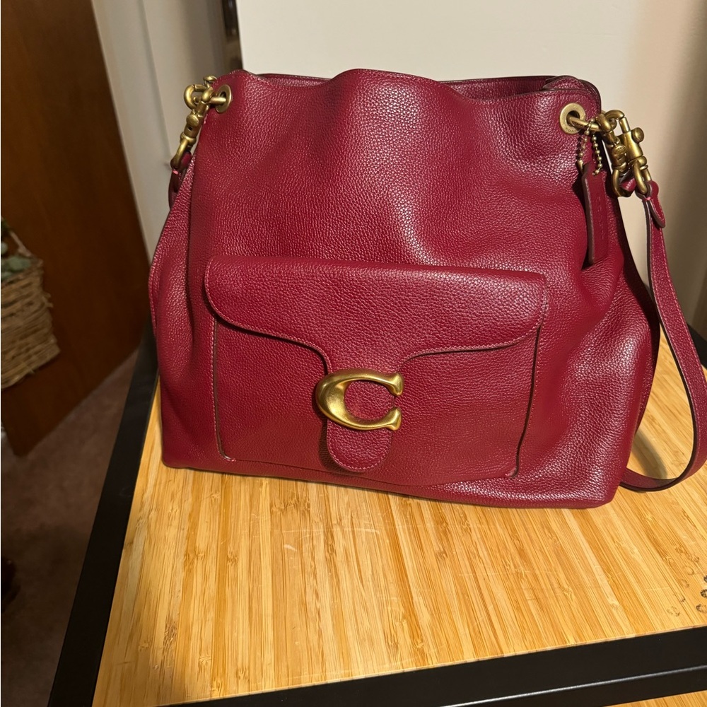 Coach Red Leather Hobo Bag